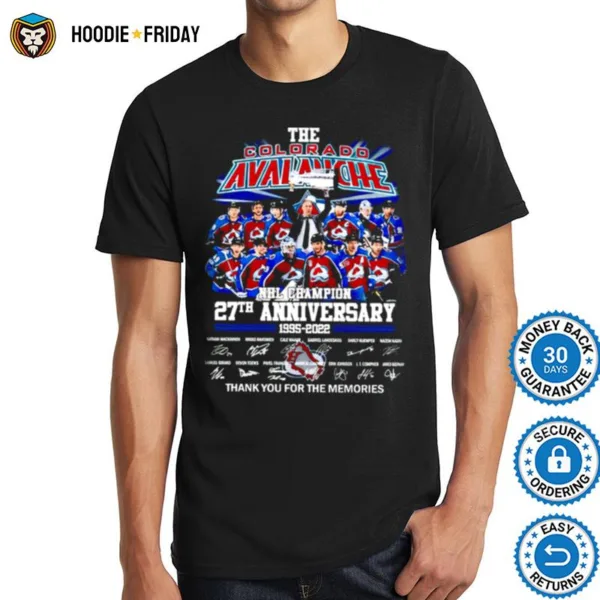 Colorado Avalanche Signatures Nhl Champion 27Th Anniversary Shirts