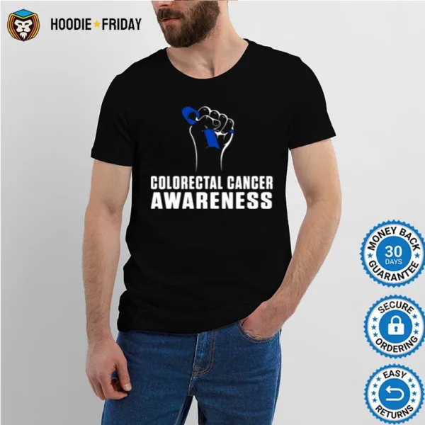 Colorectal Cancer Survivor Awereness Hand Blue Ribbon Shirts