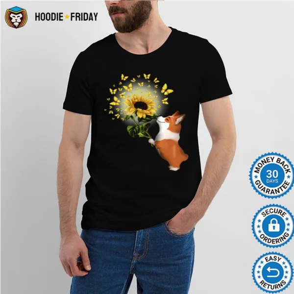 Corgi Butterfly Sunflower Shirts