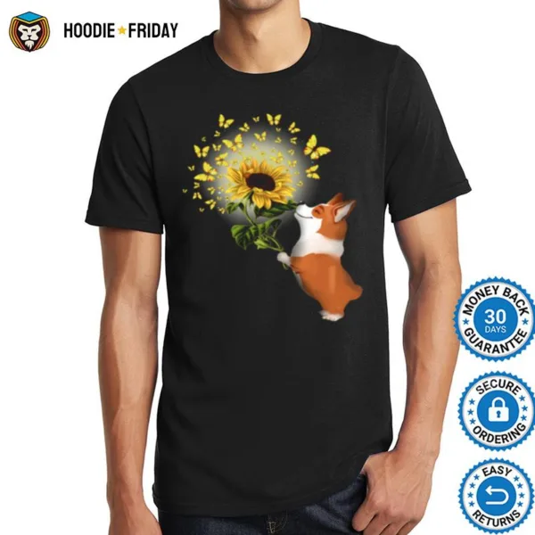 Corgi Butterfly Sunflower Shirts