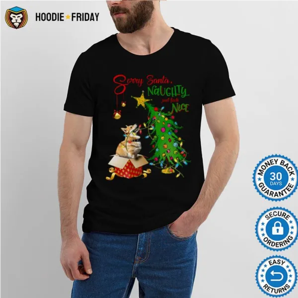 Corgi Sorry Santa Naughty Just Feels Nice Christmas Tree Light Shirts