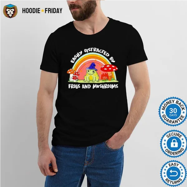 Cottage Core Aesthetic Frog Wizard On Mushroom Rainbow Shirts