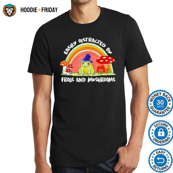 Cottage Core Aesthetic Frog Wizard On Mushroom Rainbow Shirts