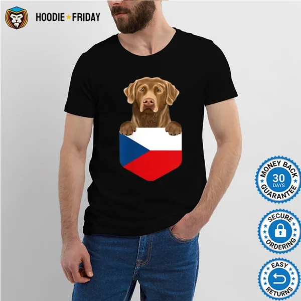 Czech Republic Flag Chesapeake Bay Retriever Dog In Pocket Shirts