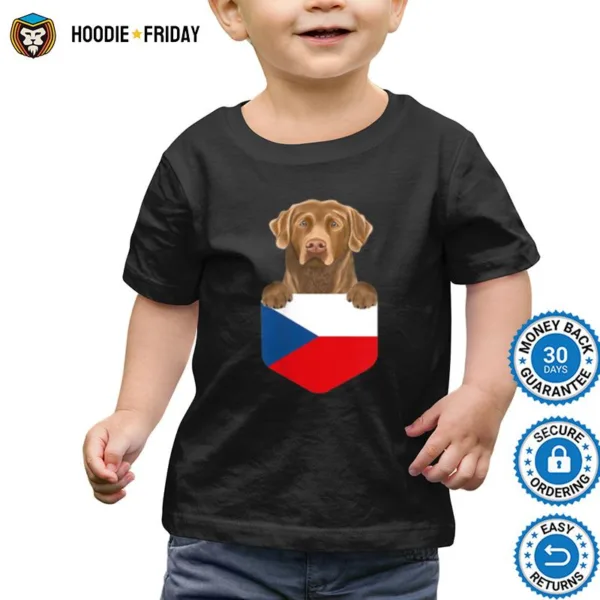 Czech Republic Flag Chesapeake Bay Retriever Dog In Pocket Shirts