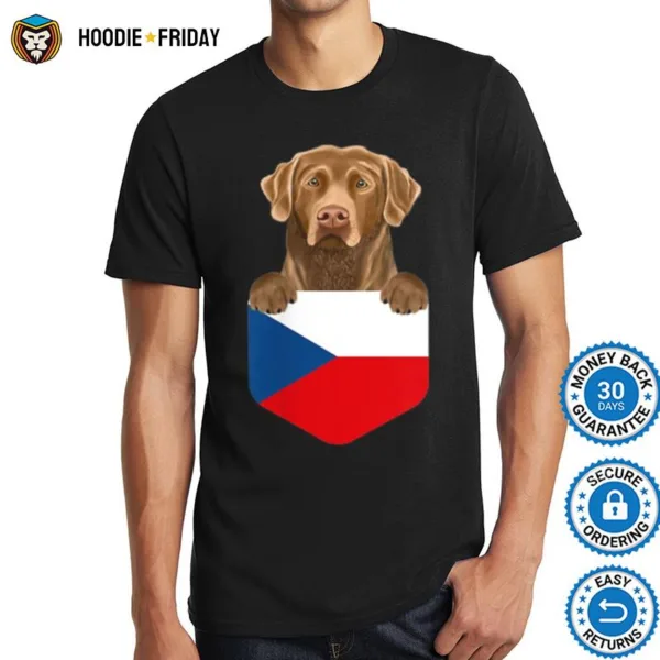 Czech Republic Flag Chesapeake Bay Retriever Dog In Pocket Shirts