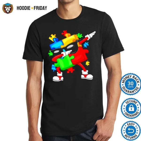 Dabbing Puzzle Pieces National Autism Awareness Shirts