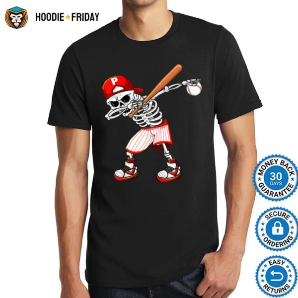 Dabbing Skeleton Baseball Funny Skull Halloween Costume Shirts