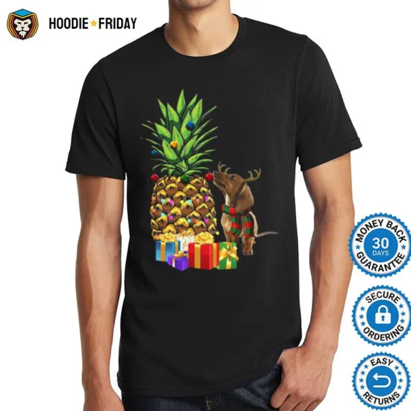 Dachshund Deer Pineapple Christmas Shirts