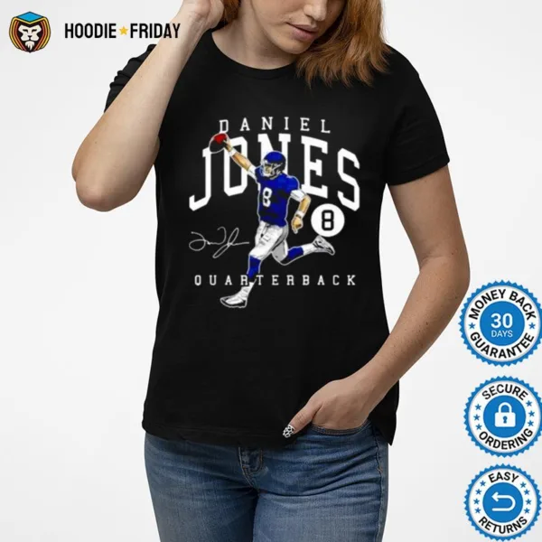 Daniel Jones Vintage Giants Quarterback Signature Shirts