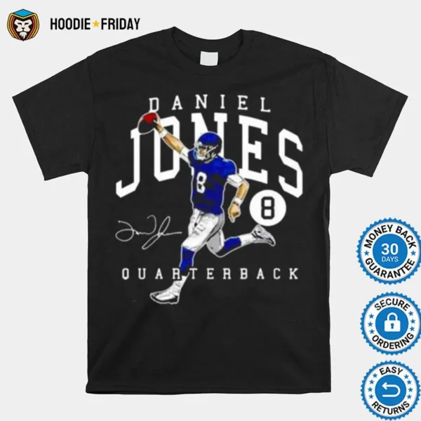 Daniel Jones Vintage Giants Quarterback Signature Shirts