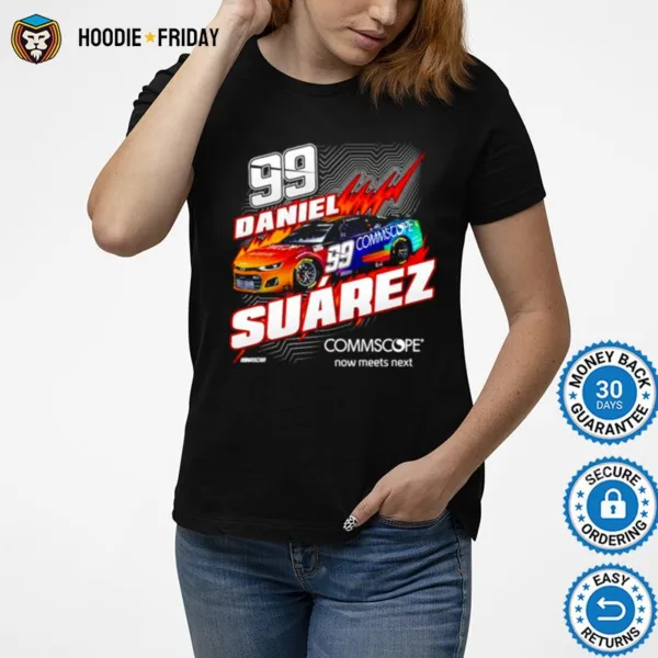 Daniel Suarez Checkered Flag Black Commscope Shirts