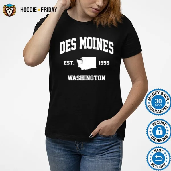 Des Moines Washington Wa Vintage State Athletic Style Shirts