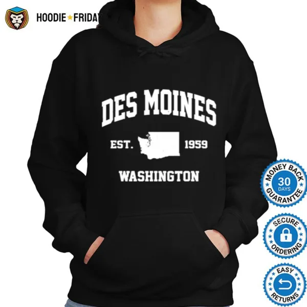 Des Moines Washington Wa Vintage State Athletic Style Shirts