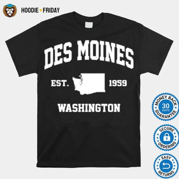 Des Moines Washington Wa Vintage State Athletic Style Shirts