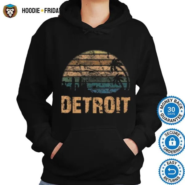 Detroit Vintage Sunset Distressed Funny Shirts