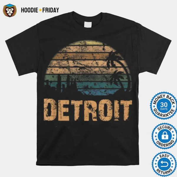 Detroit Vintage Sunset Distressed Funny Shirts