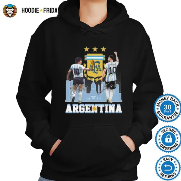 Diego Maradona And Lionel Messi Argentina City Signatures Shirts