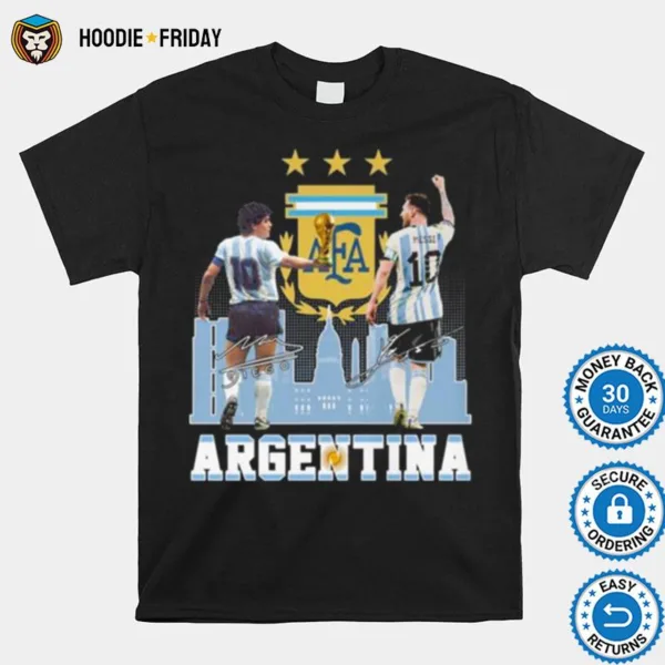 Diego Maradona And Lionel Messi Argentina City Signatures Shirts