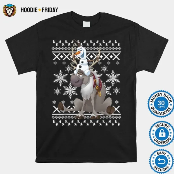 Disney Frozen Olaf Sven Riding Antlers Ugly Sweater Shirts