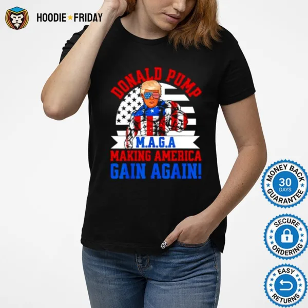 Donald Pump America Trump Weight Lifting Gym Fitness Retro Shirts