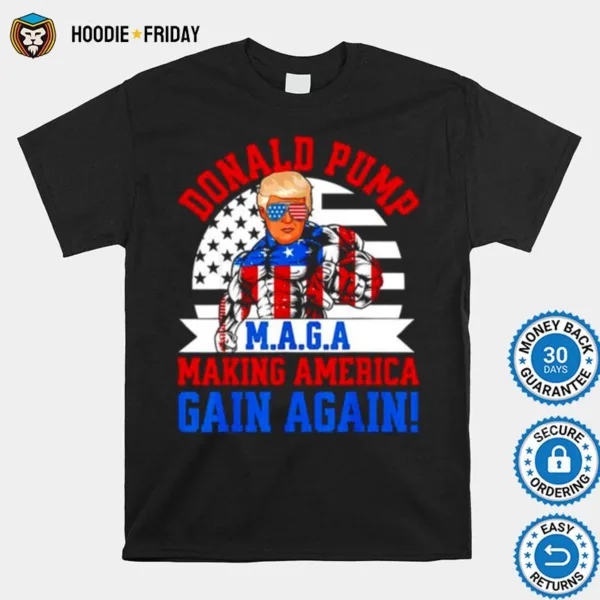 Donald Pump America Trump Weight Lifting Gym Fitness Retro Shirts