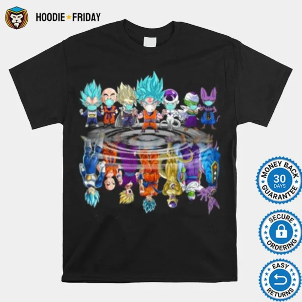 Dragon Ball 7 Characters Mask Chibi Water Reflection Shirts