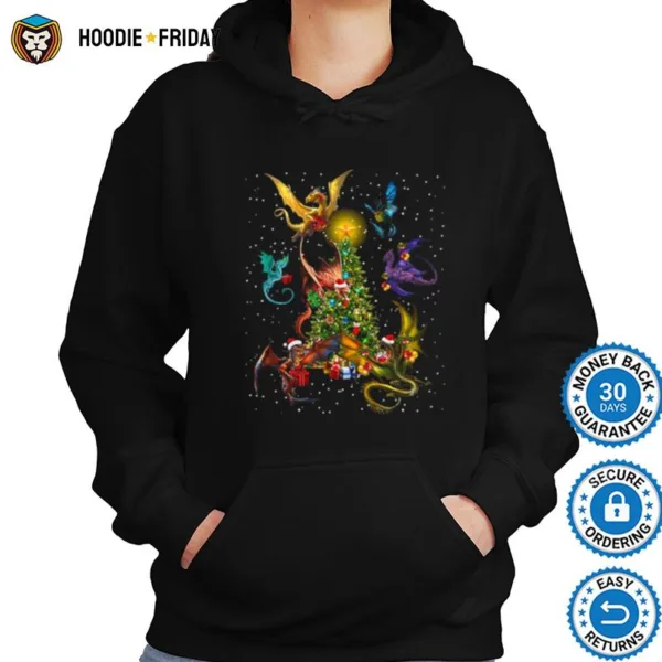 Dragons Around Christmas Tree Sweater Shirts