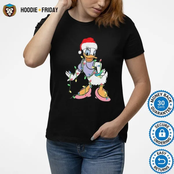 Duck Daisy Hat Santa Happy Lights Merry Christmas Shirts