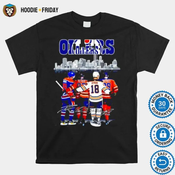 Edmonton Oilers Skyline Leon Draisaitl Connor Mcdavid And Zach Hyman Signature Shirts