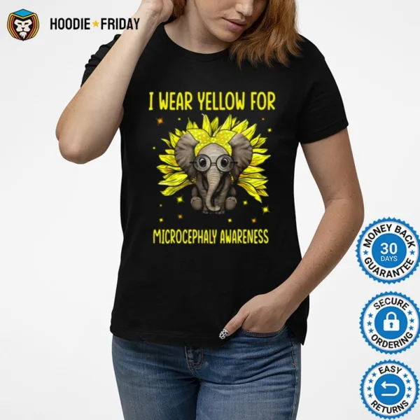 Elephant Sunflower I Wear For Yellow Microcephaly Awareness Shirts