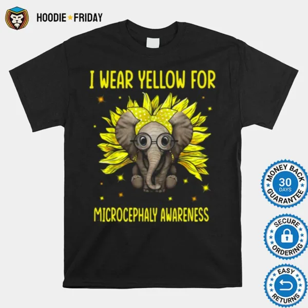 Elephant Sunflower I Wear For Yellow Microcephaly Awareness Shirts