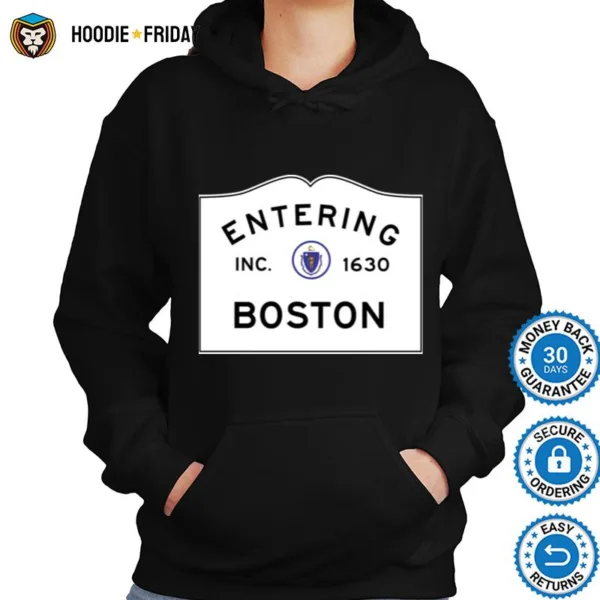 Entering Boston   Commonwealth Of Massachusetts Road Sign Sticker Shirts