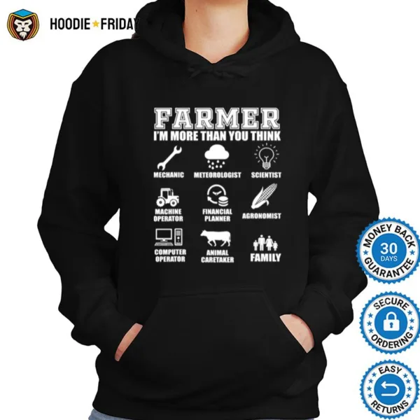 Farmer Im More Than You Think Tractor Farm Cattle Arable Farming Shirts