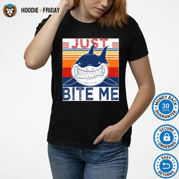 Fishing Shark Just Bite Me Vintage Shirts