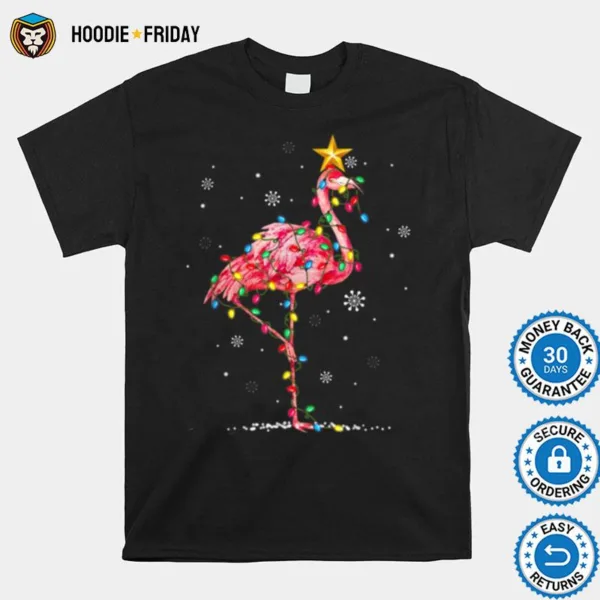 Flamingo Reindeer Hat Santa Christmas Lights Flamingo Shirts