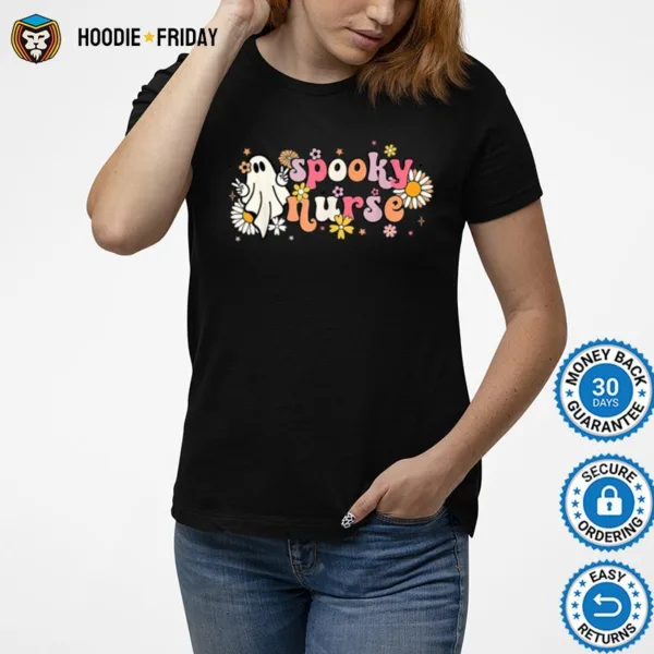 Floral Spooky Nurse Ghost Student Halloween Shirts