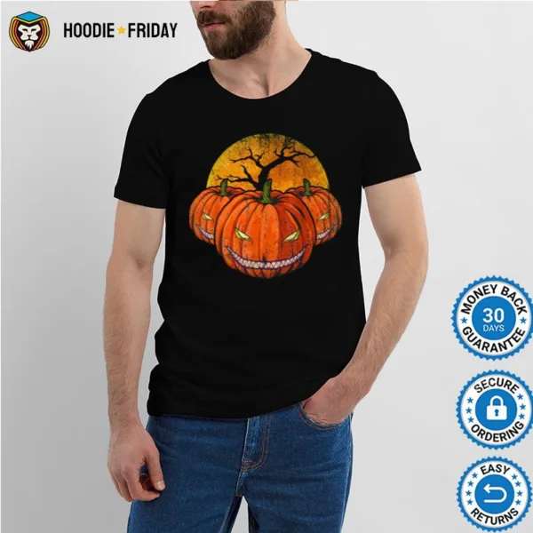 Full Moon Creepy Halloween Costume Jack O Lantern Pumpkin Shirts