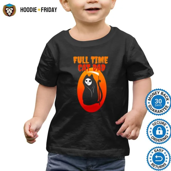 Full Time Cat Dad Halloween Funny Grim Reaper Halloween Cat Dad Shirts