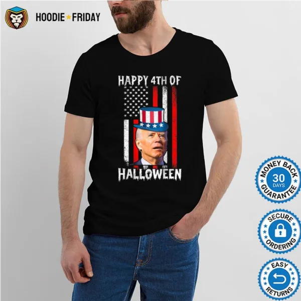 Fun Joe Biden Happy Halloween Confused 4Th Of July On Back T B0B4Zdmv86 Shirts