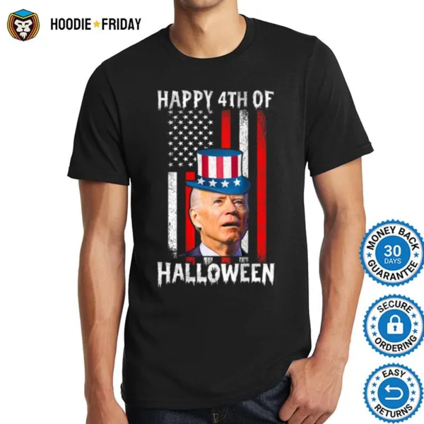 Fun Joe Biden Happy Halloween Confused 4Th Of July On Back T B0B4Zdmv86 Shirts