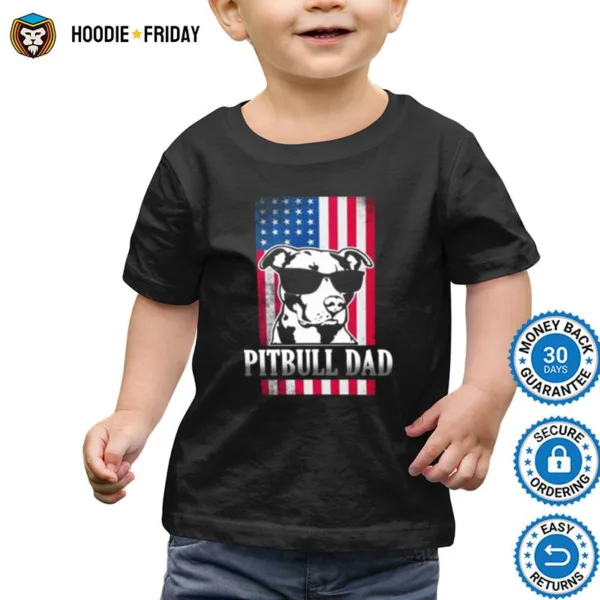 Funny Pitbull Dad American Flag Shirts