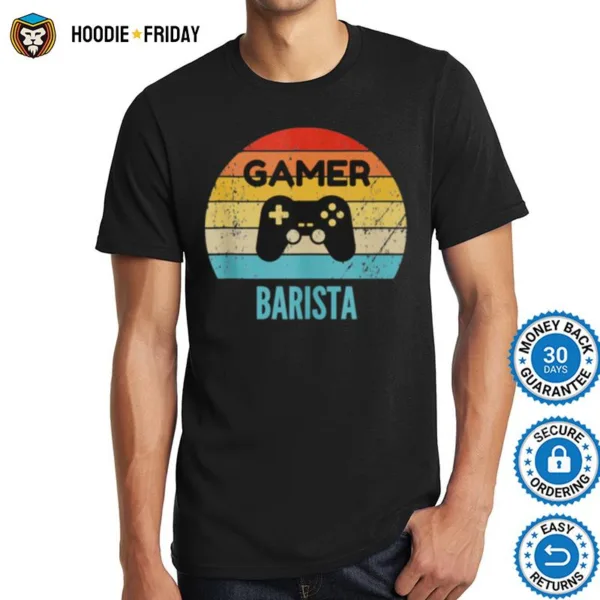 Gamer Barista Vintage 60S 70S Gaming Shirts