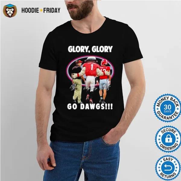 Georgia Bulldogs Kirby Smart And Hairy Dawg And Bennett Glory Glory Go Dawgs Signatures Shirts