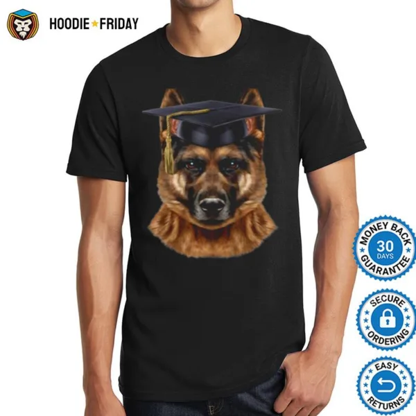 German Shepherd Dog Wearing University Bachelor Cap Shirts