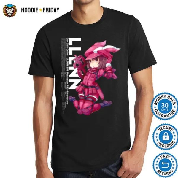 Ggo Llenn Black Background Sword Art Online Anime Shirts