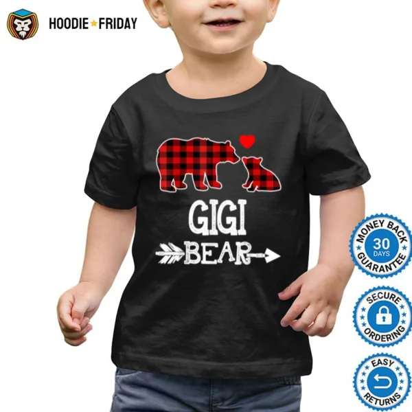 Gigi Bear Red Buffalo Plaid Grandma Bear Pajama Shirts