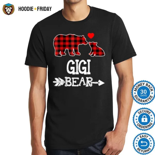 Gigi Bear Red Buffalo Plaid Grandma Bear Pajama Shirts