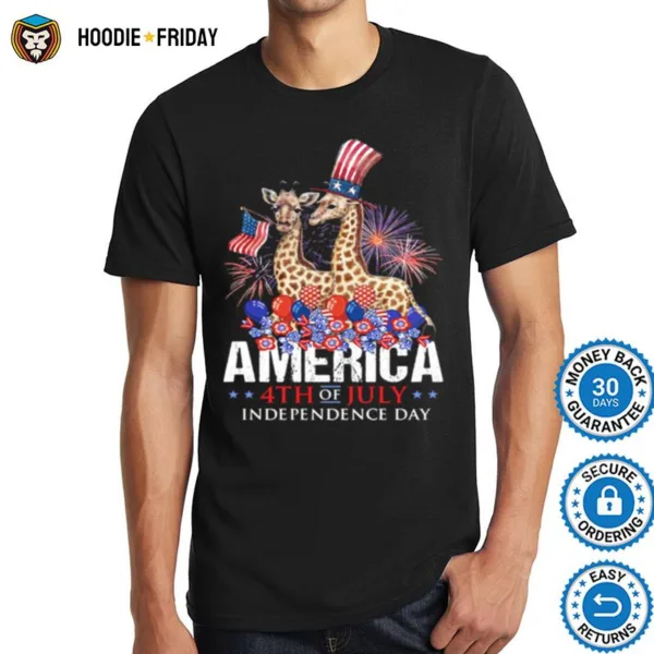 Giraffe America 4Th Of July Independence Day Shirts