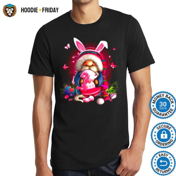 Gnome Hug Breast Cancer And Eggs Happy Easter Day Shirts